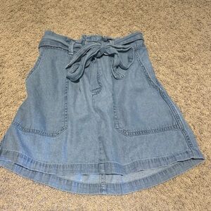 American Eagle Outfitters Blue A-Line Mini Skirt with Tie Front